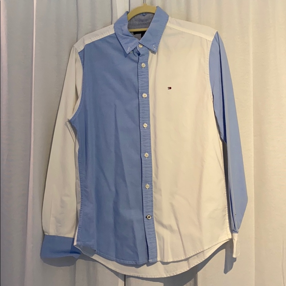 Tommy Hilfiger BLUE/WHITE Casual Button Down Shirt